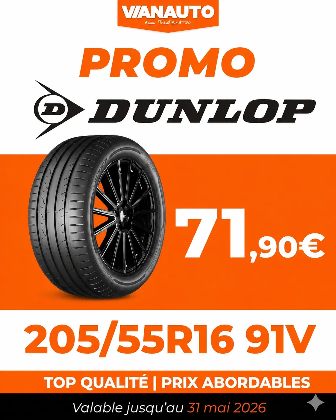 Promotion pneus DUNLOP en mai 2026 - Vianauto