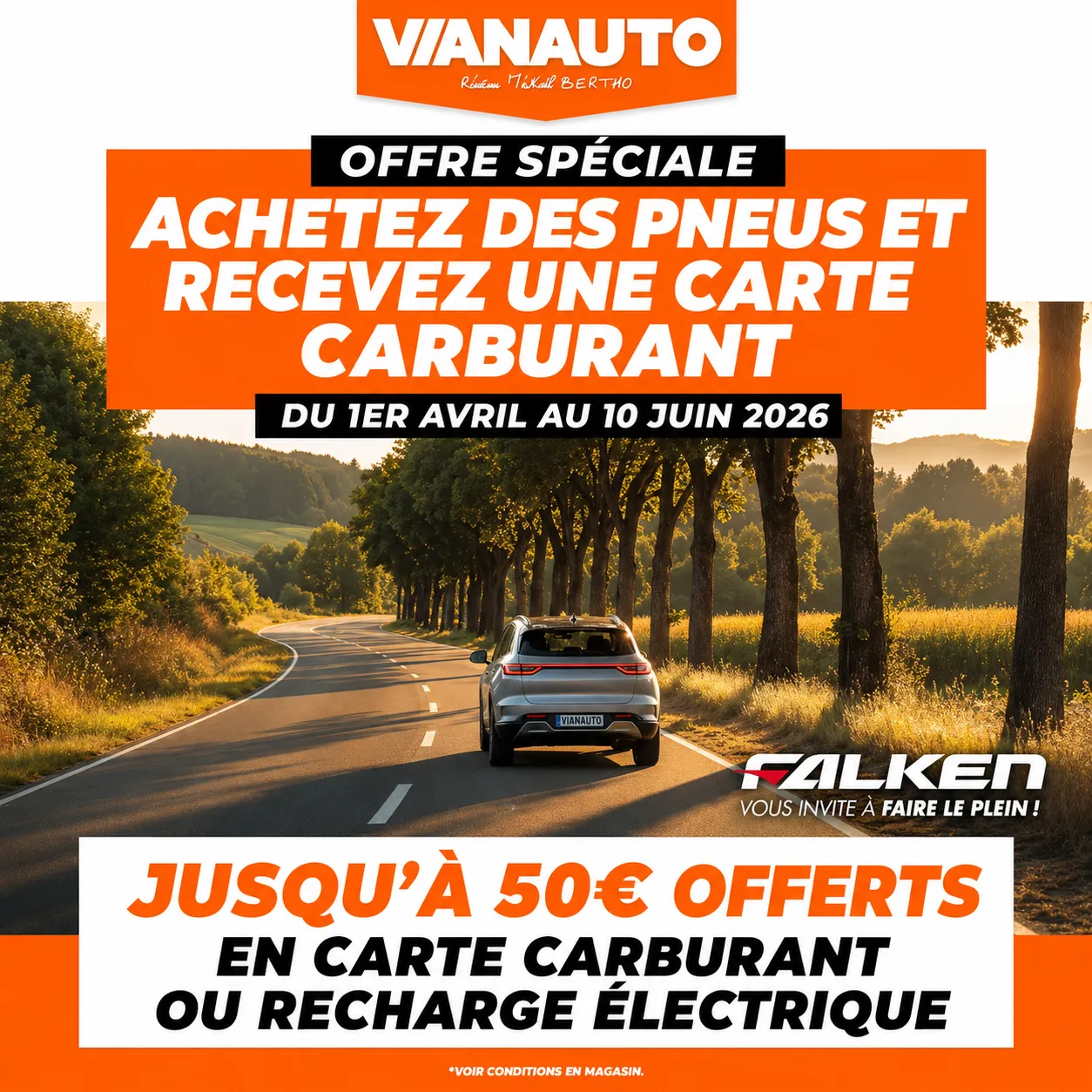 promotion achetez des pneus Falken et recevez une carte carburant - Vianauto